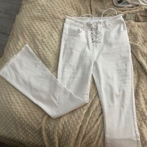 COPY - High waist lace up Flare leg jeans